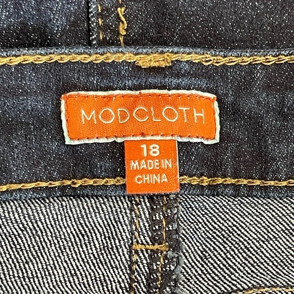 Modcloth button fly cuffed size 18 shorts dark wash summer denim jean - Picture 5 of 12